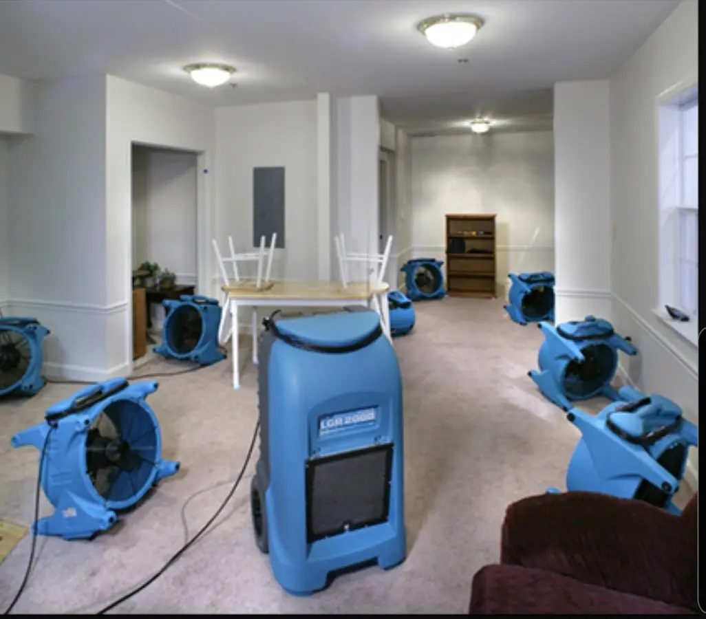 Air movers and dehumidifier setup for Water Damage Restoration in Rio Rico